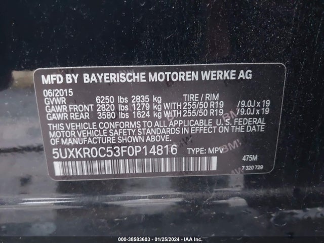 BMW X5 Xdrive35i 2015 5UXKR0C53F0P14816 Image 9