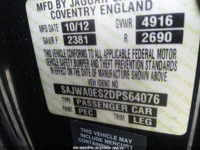 2013 JAGUAR XF SAJWA0ES2DPS64076 Photo 8