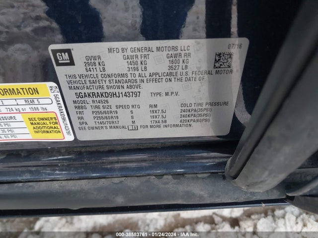5GAKRAKD9HJ143797 Buick Enclave Convenience