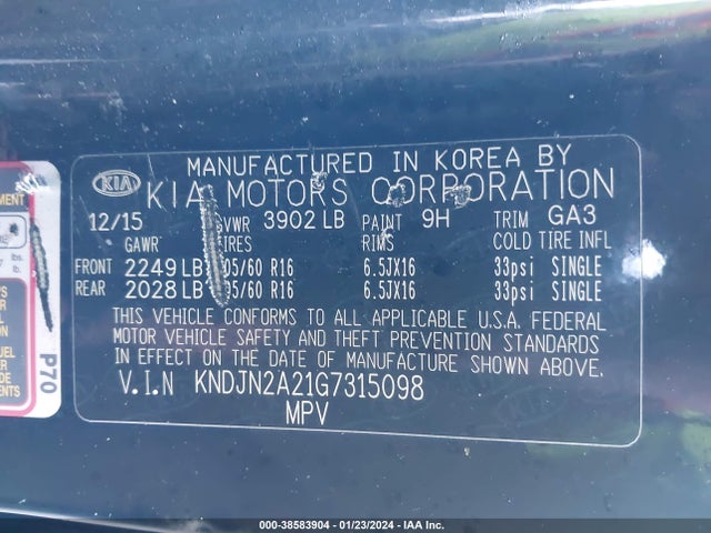 KIA Soul 2016 KNDJN2A21G7315098 Image 9