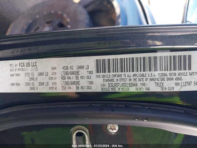 RAM 2500 Laramie 2016 3C6UR5FL0GG192040 Image 9