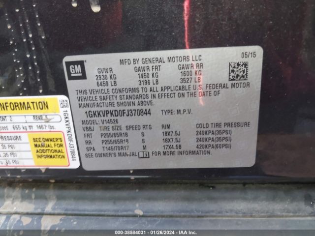 1GKKVPKD0FJ370844 GMC Acadia Sle-2