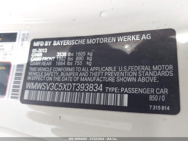 2013 MINI HARDTOP WMWSV3C5XDT393834 Photo 8