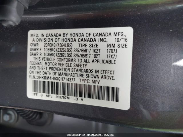 2HKRM4H5XGH714377 Honda CR-V EX