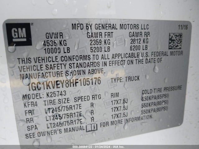 Chevrolet Silverado 2500hd Lt 2017 1GC1KVEY8HF105176 Image 9