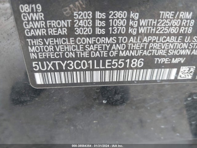 BMW X3 Sdrive30i 2020 5UXTY3C01LLE55186 Image 9