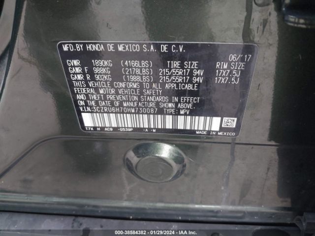 3CZRU6H70HM730087 Honda Hr-v Ex-l
