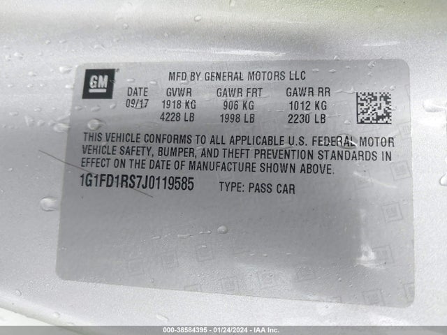 Chevrolet Camaro 2lt 2018 1G1FD1RS7J0119585 Image 9