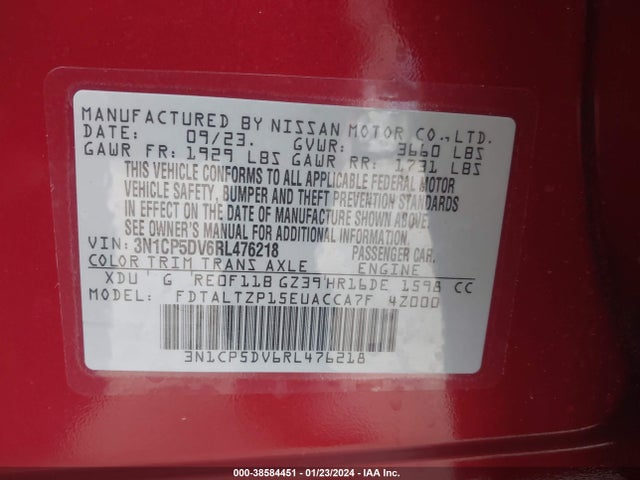 Nissan Kicks Sr Xtronic Cvt 2024 3N1CP5DV6RL476218 Image 9