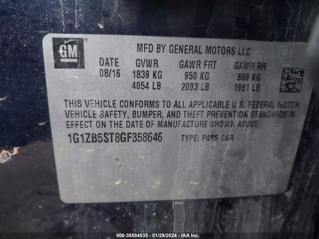 Chevrolet MALIBU LS 2016 1G1ZB5ST8GF358646 Image 9