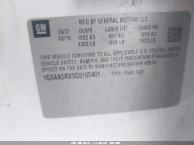 1G6AA5RX5G0195461 Cadillac Ats Standard