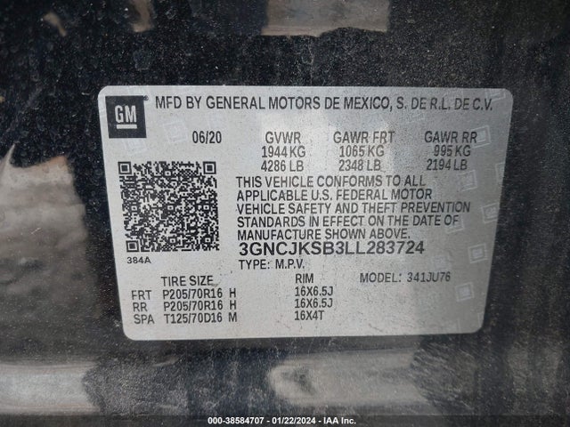 Chevrolet Trax Fwd Ls 2020 3GNCJKSB3LL283724 Image 9