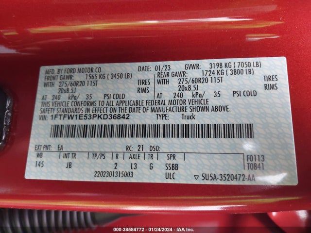 Ford F-150 Xl 2023 1FTFW1E53PKD36842 Image 9