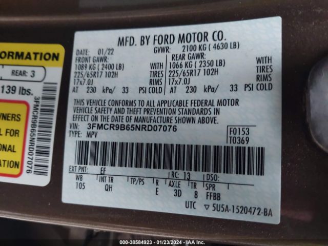 3FMCR9B65NRD07076 Ford Bronco Sport Big Bend