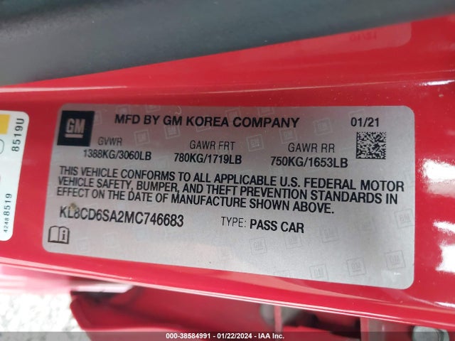Chevrolet Spark Fwd 1lt Automatic 2021 KL8CD6SA2MC746683 Image 9