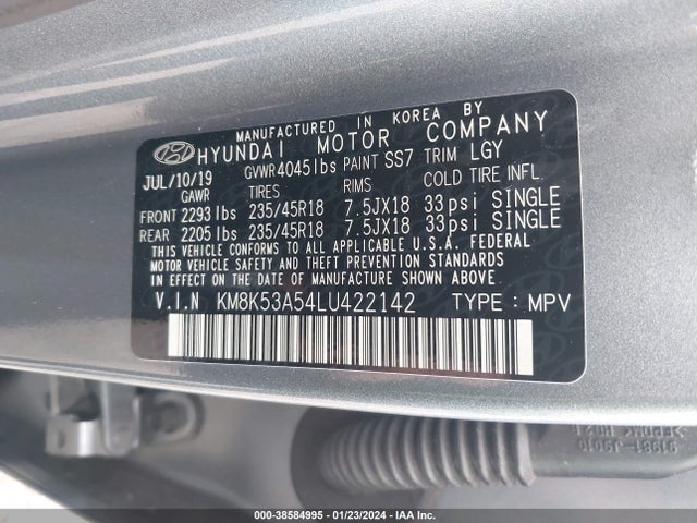 Продаж на аукціоні авто 2020 Hyundai Kona Ultimate, vin: KM8K53A54LU422142, номер лоту: 38584995