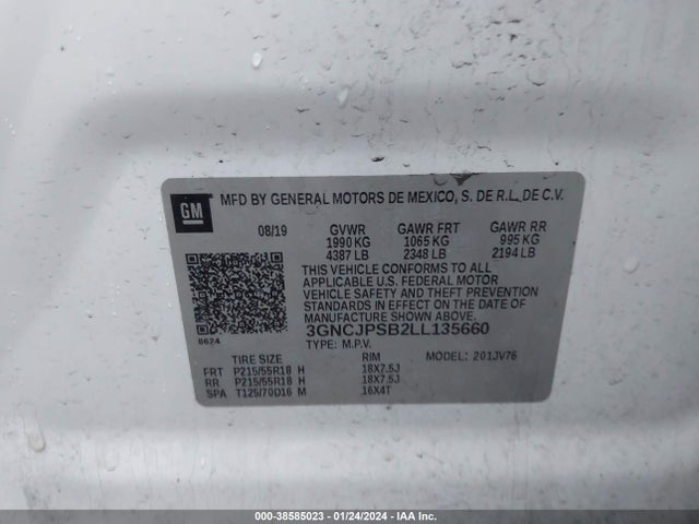 Chevrolet Trax Awd Lt 2020 3GNCJPSB2LL135660 Image 9