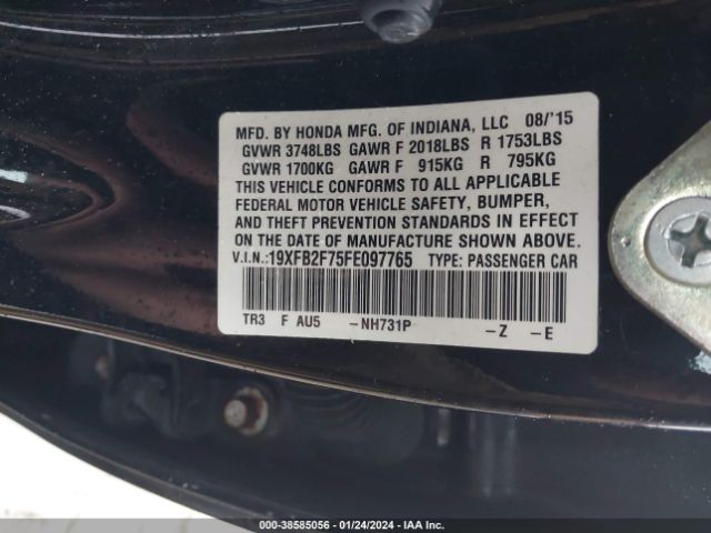 19XFB2F75FE097765 Honda CIVIC SE