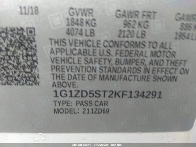 Chevrolet MALIBU LT 2019 1G1ZD5ST2KF134291 Image 9