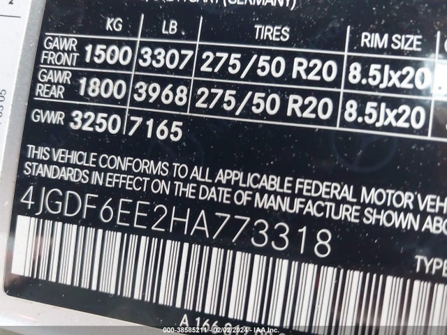 4JGDF6EE2HA773318 Mercedes-Benz Gls 450 4matic