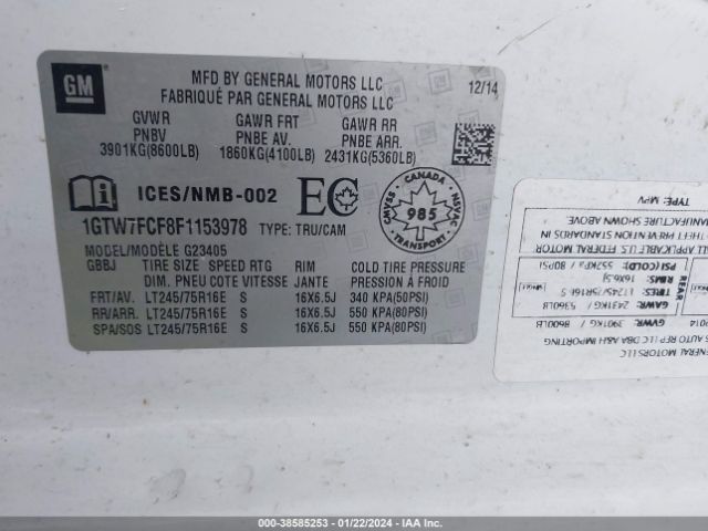 1GTW7FCF8F1153978 GMC Savana 2500 Work Van