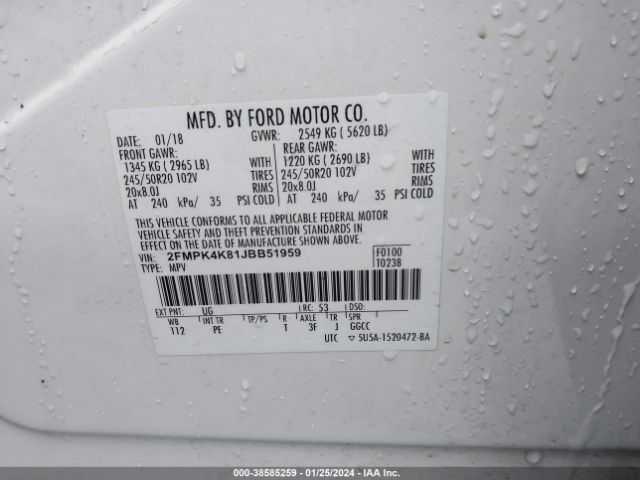 2018 FORD EDGE 2FMPK4K81JBB51959 Photo 8