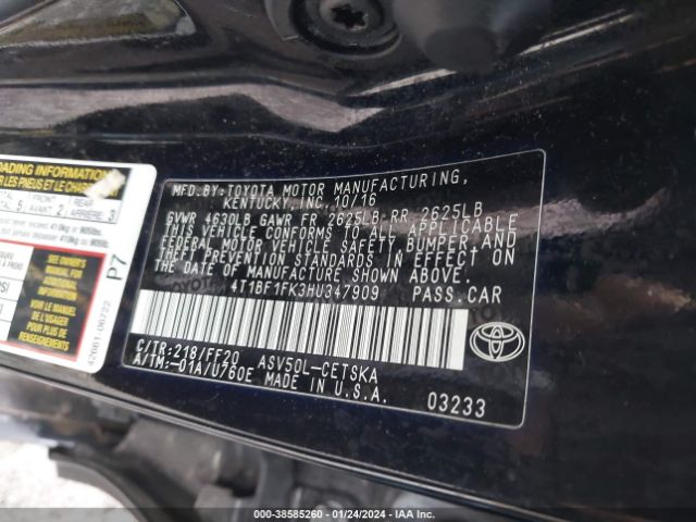 4T1BF1FK3HU347909 Toyota CAMRY SE