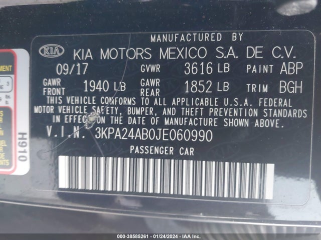 KIA RIO LX 2018 3KPA24AB0JE060990 Image 9