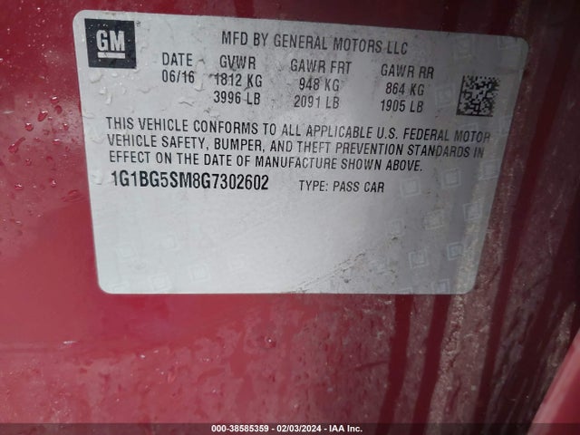 Chevrolet Cruze Premier Auto 2016 1G1BG5SM8G7302602 Image 9