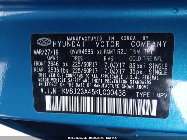Hyundai TUCSON SE 2019 KM8J23A45KU000438 Image 9