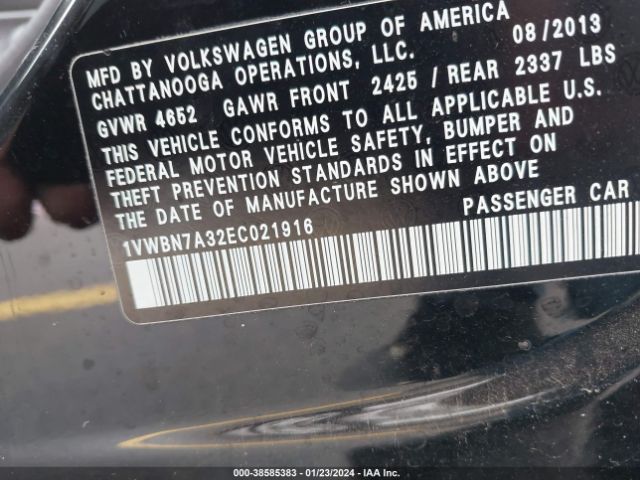 1VWBN7A32EC021916 Volkswagen Passat 2.0l Tdi Se