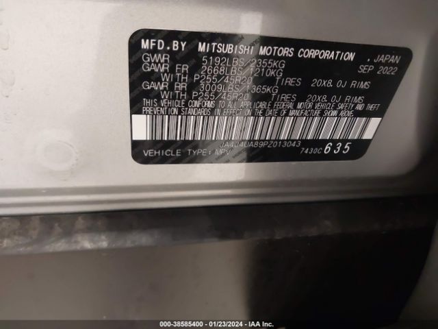 JA4J4UA89PZ013043 Mitsubishi Outlander Ralliart S-awc/se 2.5 S-awc/se Black Edition S-awc/se Special Editiont S-awc