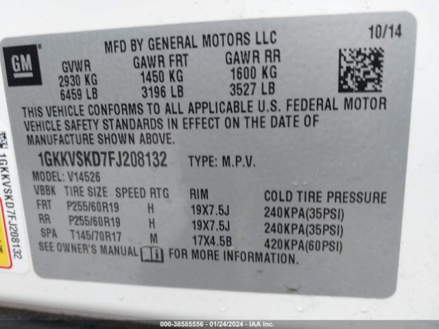 1GKKVSKD7FJ208132 GMC Acadia Slt-2