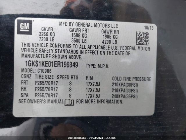 1GKS1KE01ER199349 GMC Yukon Xl 1500 Slt