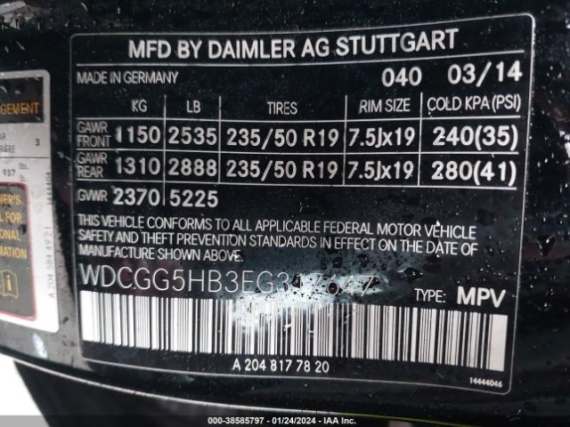 WDCGG5HB3EG317647 Mercedes-Benz GLK 350