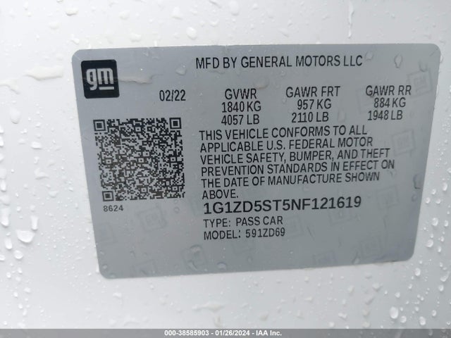 Chevrolet Malibu Fwd Lt 2022 1G1ZD5ST5NF121619 Image 9