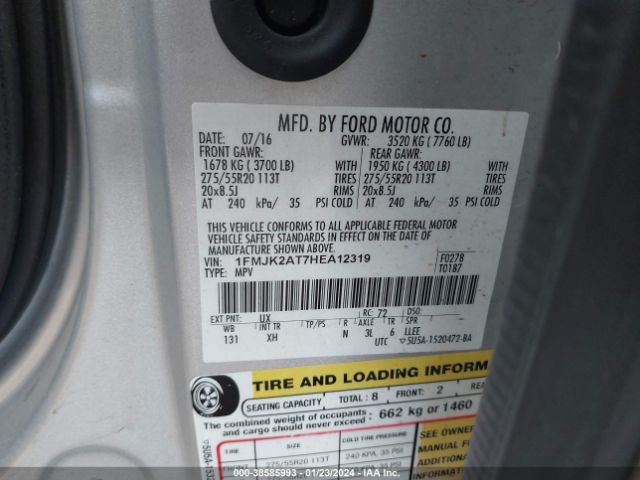 1FMJK2AT7HEA12319 Ford Expedition El Limited