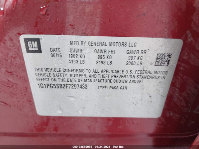 Chevrolet CRUZE LTZ 2015 1G1PG5SB2F7297433 Image 9
