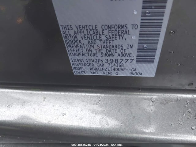 2023 NISSAN ALTIMA SV FWD VIN: 1N4BL4DV0PN398777
