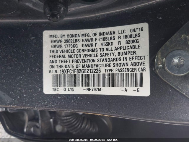 Honda Civic Ex-l 2016 19XFC1F82GE212226 Image 9