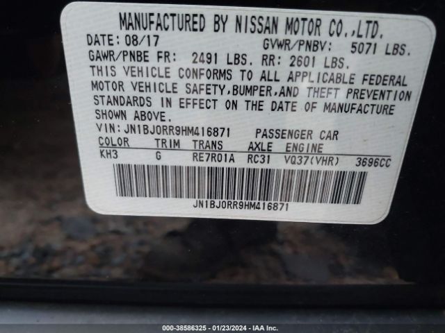 JN1BJ0RR9HM416871 Infiniti QX50