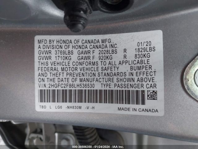 2HGFC2F86LH536530 Honda Civic Sport