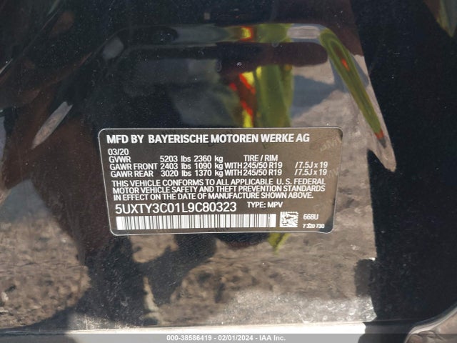 5UXTY3C01L9C80323 BMW X3 Sdrive30i