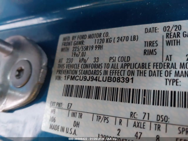 Ford Escape Titanium 2020 1FMCU9J94LUB08391 Image 9