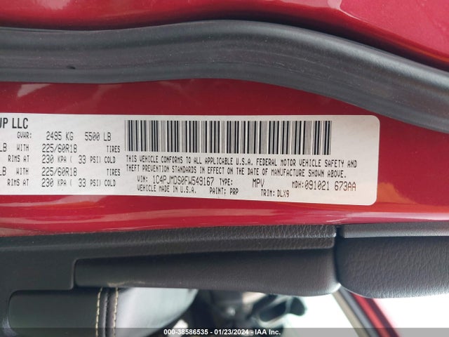 1C4PJMDS0FW549167 Jeep Cherokee Limited