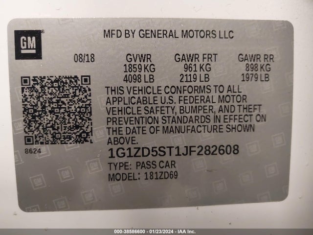 Chevrolet MALIBU LT 2018 1G1ZD5ST1JF282608 Image 9