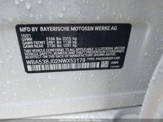 2022 BMW 540I WBA53BJ02NWX53179 Photo 8