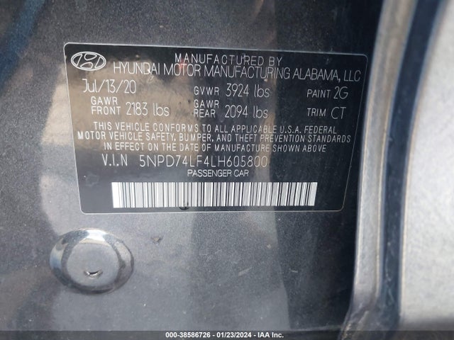2020 HYUNDAI ELANTRA SE VIN: 5NPD74LF4LH605800
