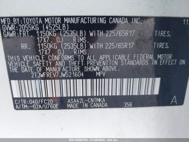 Toyota Rav4 Adventure/xle 2018 2T3WFREV7JW521604 Image 9