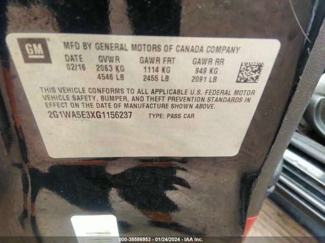 Chevrolet Impala Limited Ls 2016 2G1WA5E3XG1156237 Image 9